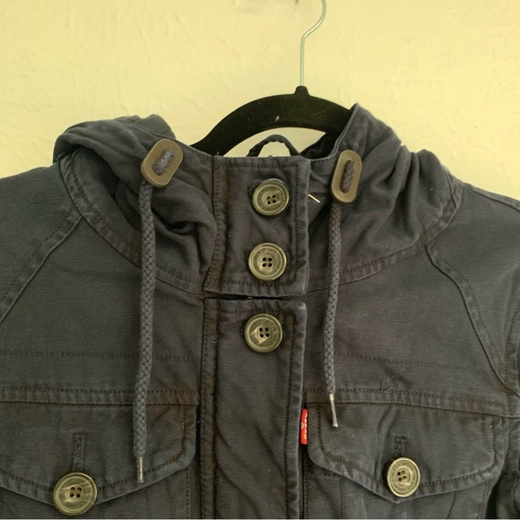 Levis Hooded Military Utility Navy Quilted Interior Jacket Outdoor Winter Warm S - Picture 7 of 16